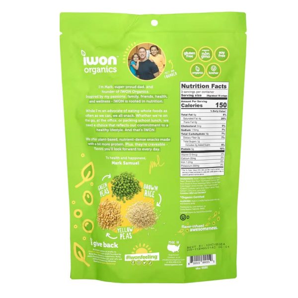 IWON Organics Protein Crisps - Sour Cream & Onion - 3oz Bag (3 Servings Per Bag) Supply