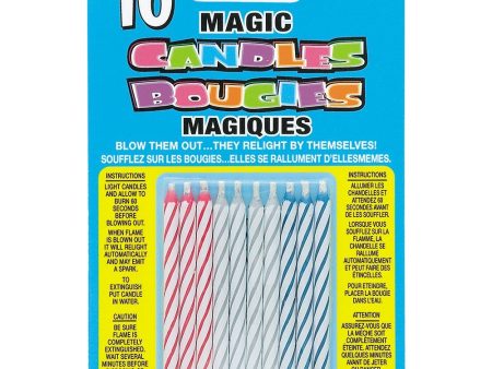 UNIQUE - Assorted Striped Magic Relighting Trick Birthday Candles - 10 Candles Fashion