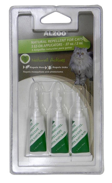 ALZOO - Natural Flea & Tick Spot On Repellent for Cats - 3 x 0.07 oz. (2 ml) Applications Hot on Sale