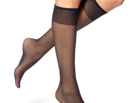 NO NONSENSE - Women s Sheer Toe Knee Highs Plus Size Off Black - 8 Pairs Discount