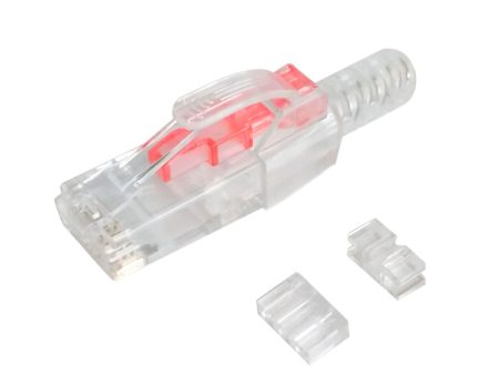 RJ45 Cat6 Cat6a Locking 3-pcs Plug with Boot for Solid or Stranded Round Cable (8P 8C) Discount