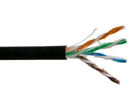 1000ft 4 Pair CAT5E 350Mhz UTP Solid UV   Direct Burial Gel Filled Bulk Cable - Black Discount