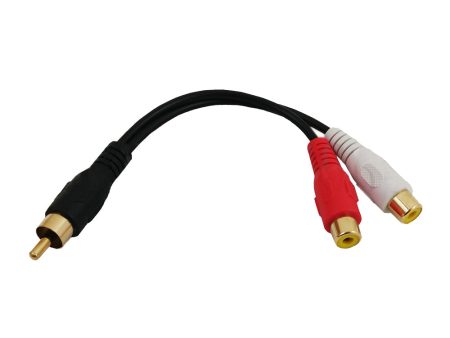 6 inch Molded Single RCA Male to 2x RCA Female Audio Cable Cheap