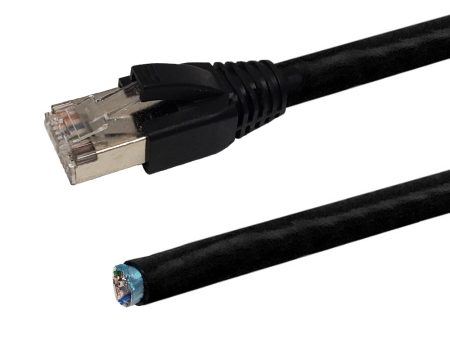 RJ45 to Blunt Cat6 Solid Shielded FTP Outdoor UV Direct Burial Pigtail Cable - Black on Sale