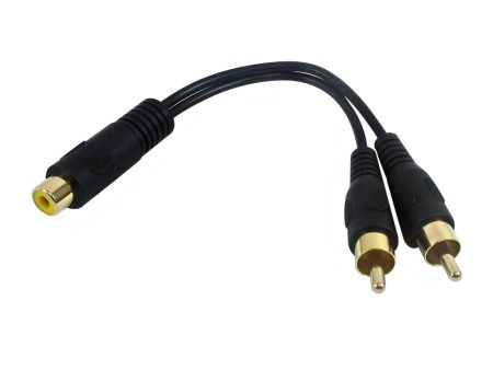 6 inch RCA Female to 2x RCA Male Y - Splitter Audio Cable on Sale