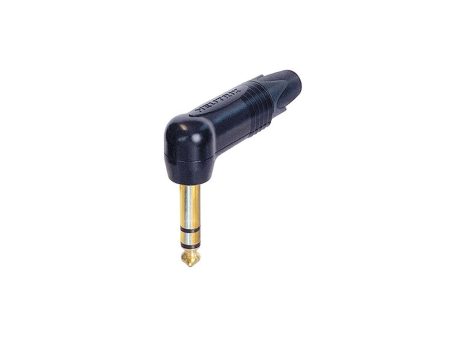 Neutrik 90 Degree 1 4 inch TRS Male Slim Plug - Black with Gold Pins Online now