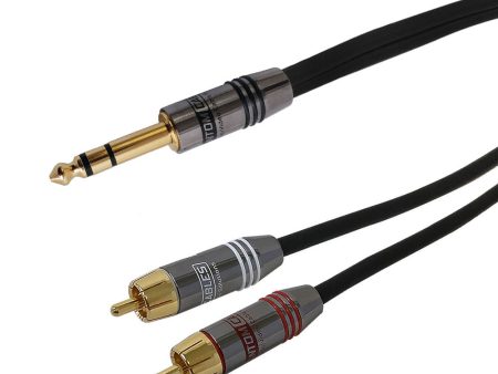 Premium Phantom Cables 1 4 inch TRS Male to 2x RCA Male Audio Cable FT4 on Sale