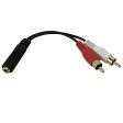 6 inch Molded 3.5mm Female to 2x RCA Male Audio Cable For Discount