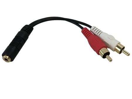 6 inch Molded 3.5mm Female to 2x RCA Male Audio Cable For Discount