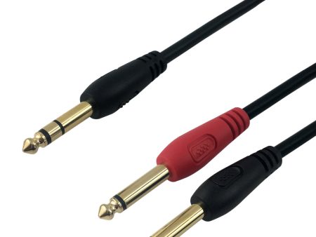 1 4 Inch TRS Male to 2x 1 4 Inch TS Male Insert Cable For Sale