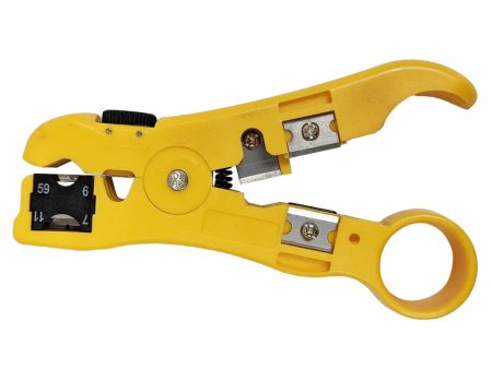 Professional Adjustable Cable Jacket Strip Tool with Cutter for Networking, Telephone & Coaxial Cable - CAT5e, CAT6, CAT6A, RG59, RG6, RG11, RG7, Flat Cable - 2 Blades Online Hot Sale