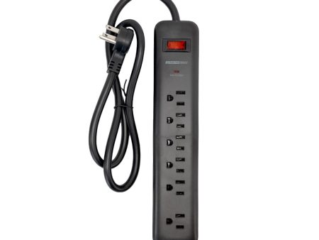 6 Outlet 900J Surge Protector - 45 Degree Angle 5-15P Plug – Circuit Breaker - Black Cheap