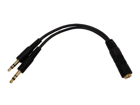 6 inch Molded 3.5mm Female to 2x 3.5mm Male Audio Cable on Sale