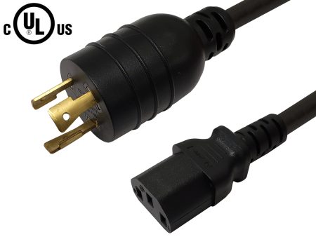 NEMA L6-20P to IEC C13 Power Cable - 14AWG (15A 250V) - SJT Jacket Discount