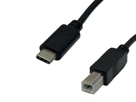 USB 2.0 Type-C Male to B Male Cable 480Mbps 3A - Black For Discount