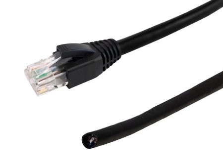 RJ45 to Blunt Cat6 Solid UTP Outdoor UV Direct Burial Pigtail Cable - Black Supply